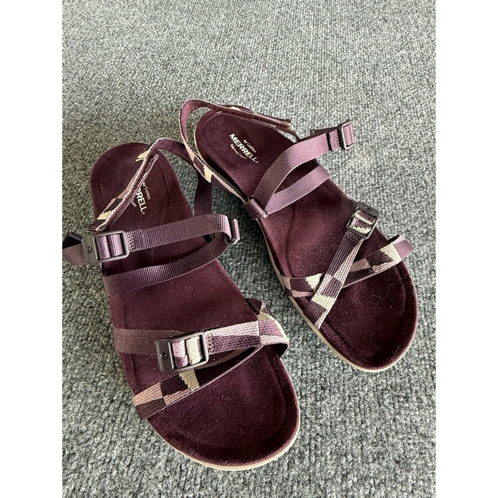 Merrell Womens Size 11 District 3 Burgundy Backstrap Web Sandals Shoes‎ #2-41
